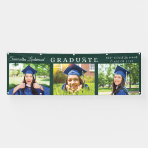 Graduation Multi Photo Elegant 2025 Green Party Banner