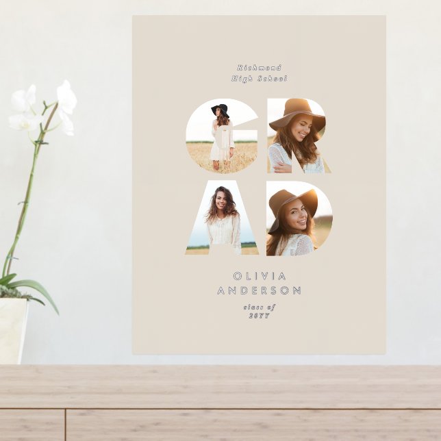 Graduation multi photo modern simple elegant foil  foil prints (In Situ (Entry Table))