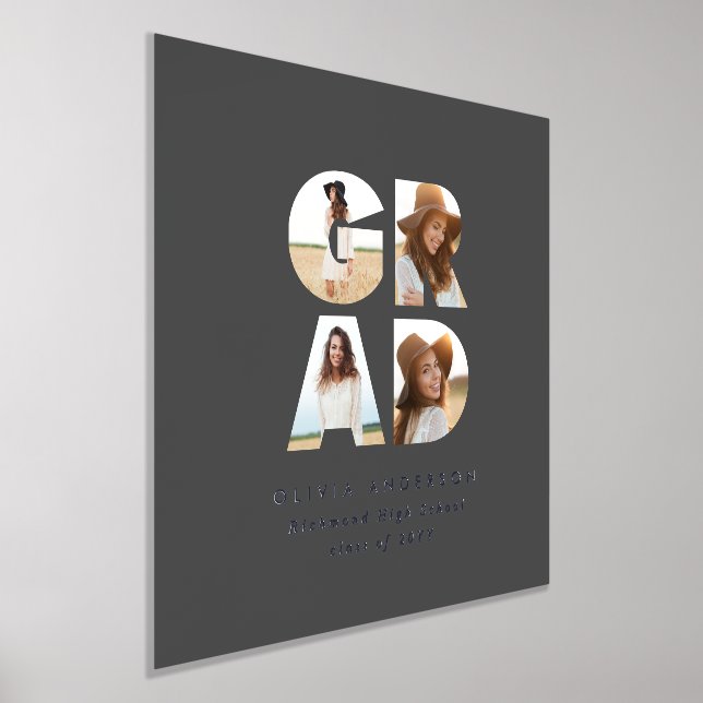 Graduation multi photo modern simple elegant foil prints (Laydown)