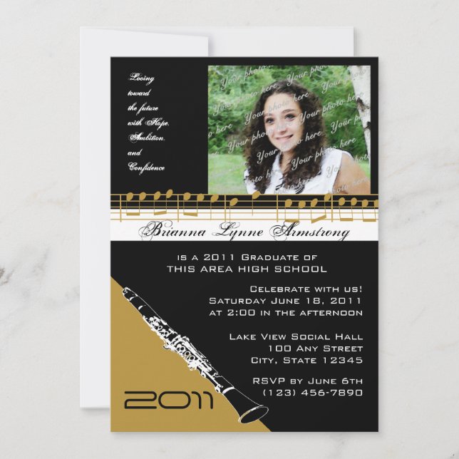 Graduation Music/ Clarinet Invitation (Front)