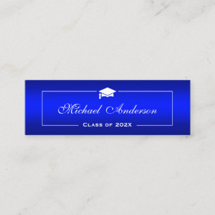 Graduation Name Card - Classy Plain Blue Gradient