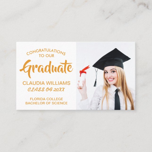 Graduation Name Card - Elegant Classic Insert Card (Front)