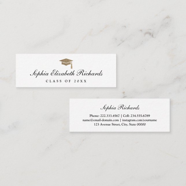 Graduation Name Card - Elegant Enclosure Cards (Front/Back)