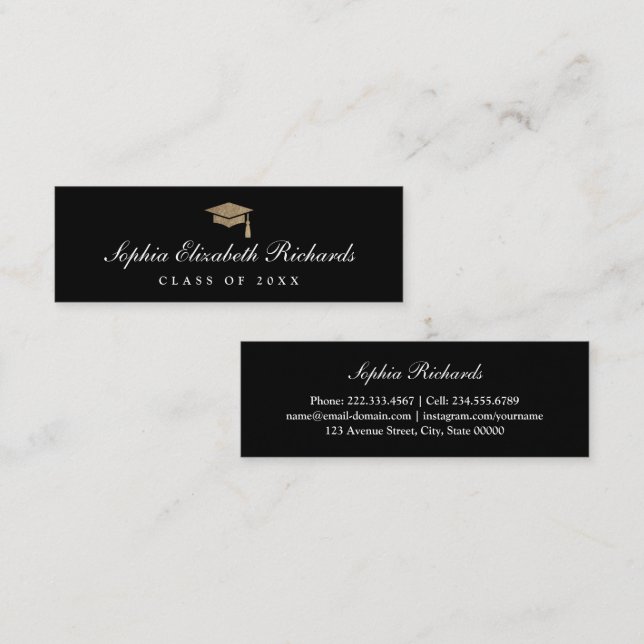 Graduation Name Card - Elegant Enclosure Cards (Front/Back)