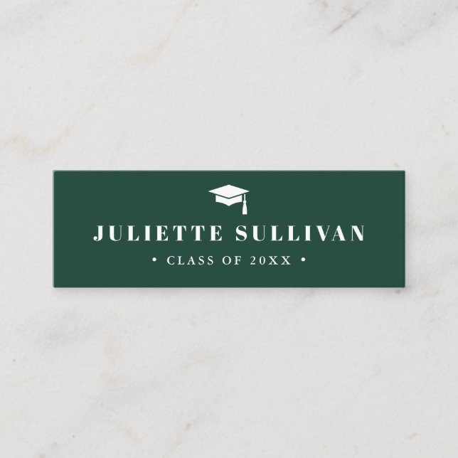 Graduation Name Card Green Simple Type Insert Card (Front)