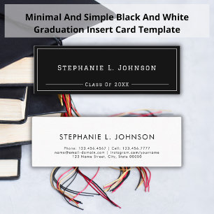 Graduation Name Card I Minimal Simple Black Insert
