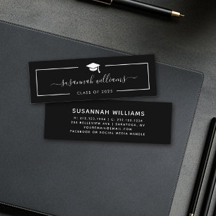 Graduation Name Card Modern Script Black Card