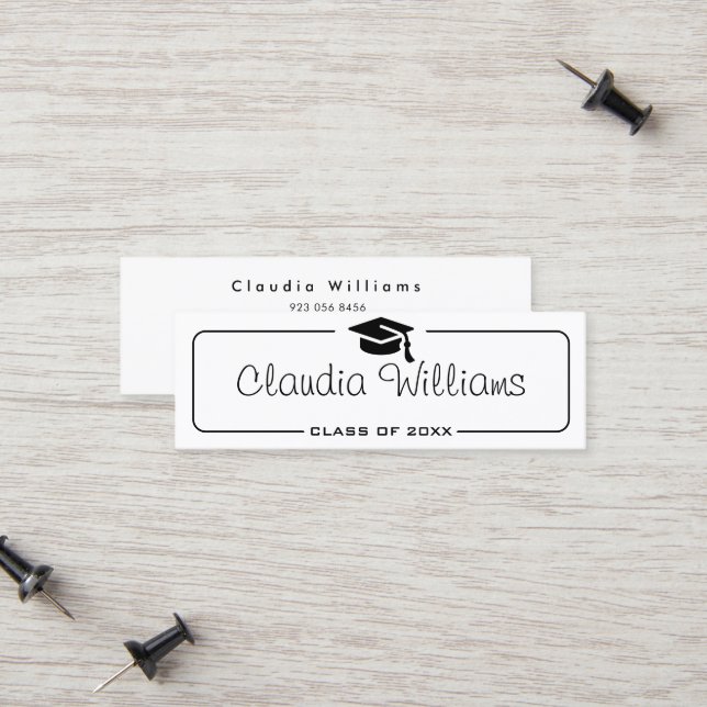 Graduation Name Card Modern Script Insert Gold (Front/Back In Situ)