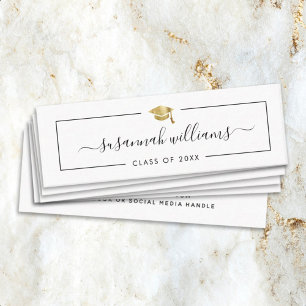 Graduation Name Card Modern Script Insert Gold Cap
