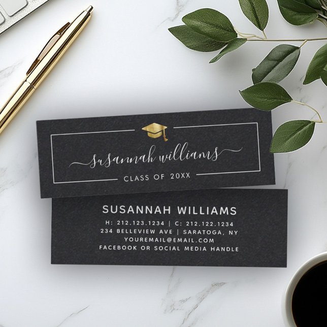Graduation Name Card Modern Script Insert Gold Cap (Creator Uploaded)