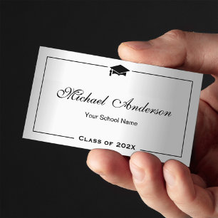 Graduation Name Card Namecard Silver Metallic Look
