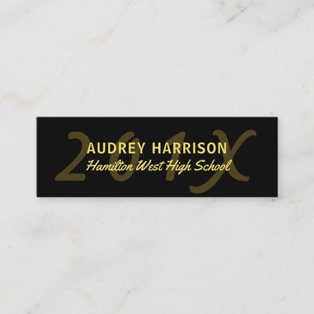 Graduation Name Card Senior Year Insert Black Gold (Front)