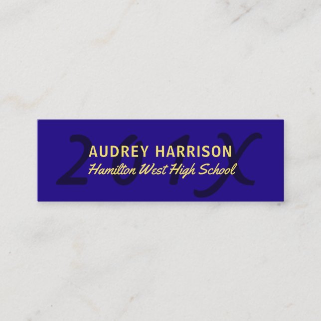 Graduation Name Card Senior Year Insert Blue Gold (Front)