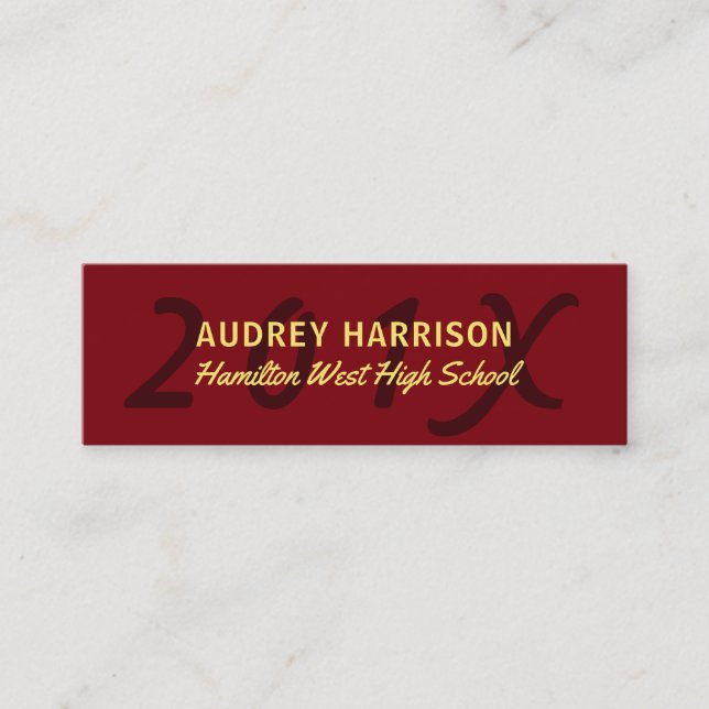 Graduation Name Card Senior Year Insert Red Gold (Front)