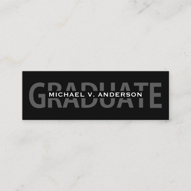 Graduation Name Cards Black-White Bold Lettering (Front)