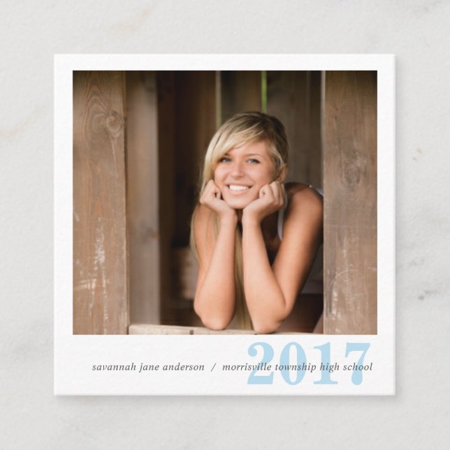 Graduation Name Cards Easy-Edit Photo Square (Front)