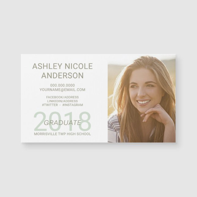 Graduation Name Cards Student Photo Magnet (Front)