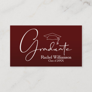 Graduation Name Class Details Dark Maroon Calling Card