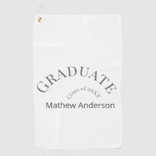 Graduation name class of 20XX grey bold stylish Golf Towel