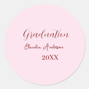 Graduation name class of 20XX mauve calligraphy co Classic Round Sticker