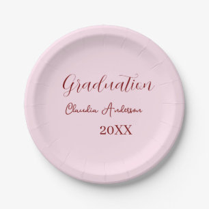 Graduation name class of 20XX mauve calligraphy co Paper Plate