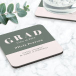 Graduation Name Class Year Set of 6 Keepsake Coaster<br><div class="desc">Celebrate a proud academic milestone with this set of 6 personalized graduation coasters featuring the graduate’s name, class year, university, and degree. The modern typography and sage green minimalist design create a stylish way to honor the grad's dedication and success. These coasters are perfect for graduation parties, drink stations, and...</div>