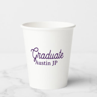 Graduation name purple simple minimal stylish call paper cups