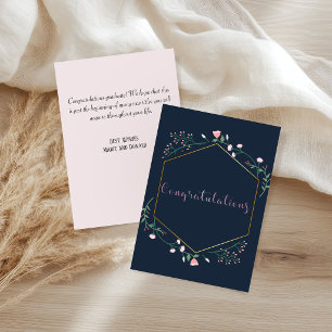 Graduation Navy Blue and Pink Floral Card