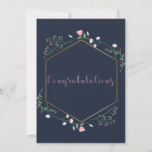 Graduation Navy Blue and Pink Floral Card