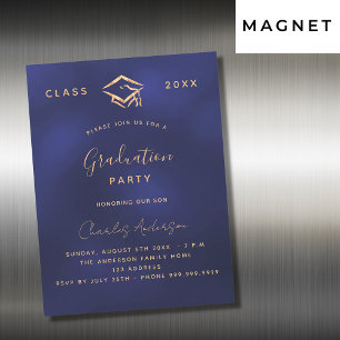 Graduation navy blue gold simple luxury 2026 magnetic invitation