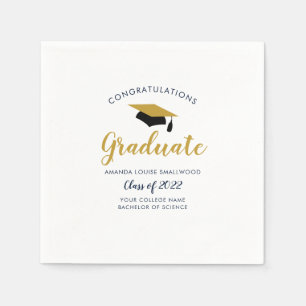 Graduation Navy Blue Grad Party Class of 2022 Napkin