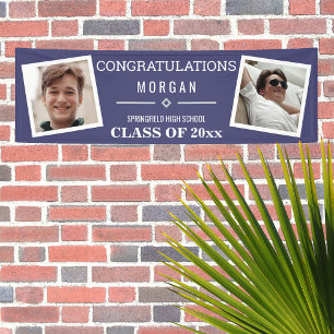Graduation Navy Blue Or Class Reunion 2 Photo Banner