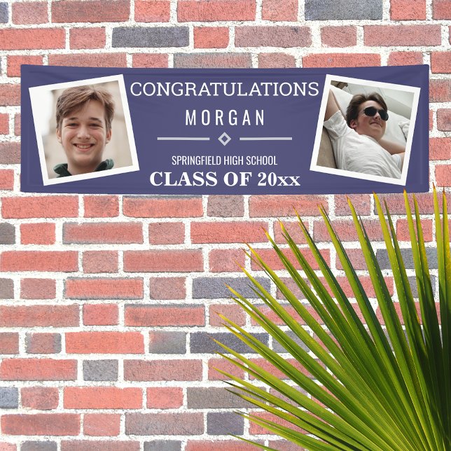 Graduation Navy Blue Or Class Reunion 2 Photo Banner (Creator Uploaded)