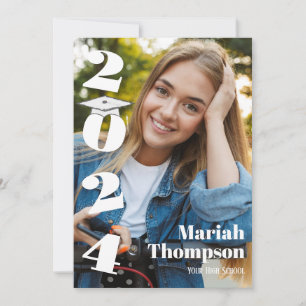 Graduation Navy Typography Photo Class Of 2023 Invitation