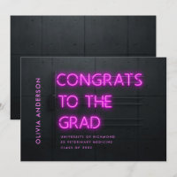 Graduation neon pink bright modern congrats