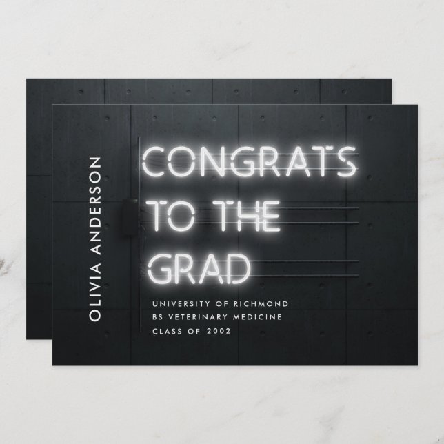 Graduation neon white bright modern congrats (Front/Back)
