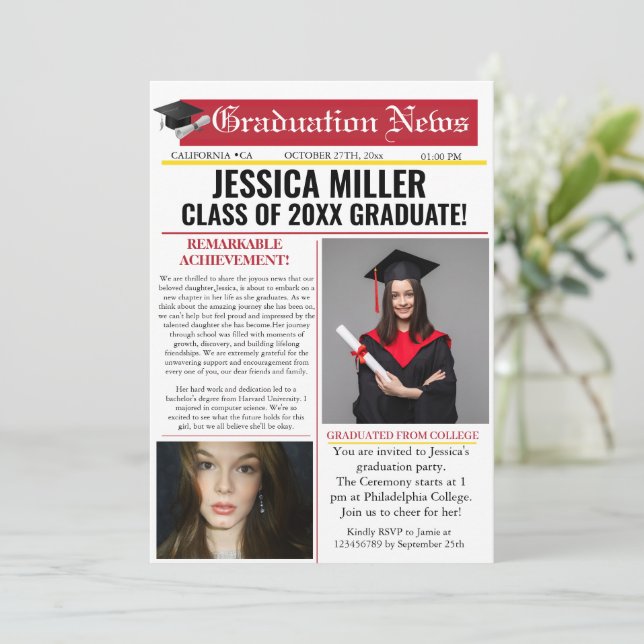 Graduation Newspaper College Unique Announcement (Standing Front)