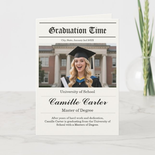 Graduation Newspaper - Custom Photo Announcement (Front)