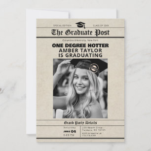 Graduation Newspaper “One Degree Hotter” Photo Invitation