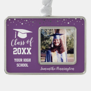 Graduation One Photo Confetti Christmas Ornament
