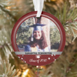 Graduation One Photo Confetti Keepsake Red Ornament<br><div class="desc">Graduation keepsake one photo ornament. Printed the same on both sides. Just upload your own photo and all text is adjustable. Great gift for all family members and friends.</div>