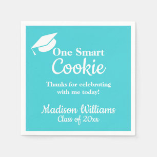 Graduation One Smart Cookie Party Blue Grad Paper Napkin