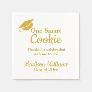 Graduation One Smart Cookie Party Gold Grad Paper Napkin