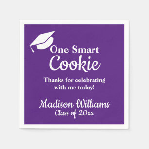 Graduation One Smart Cookie Party Purple Paper Napkin