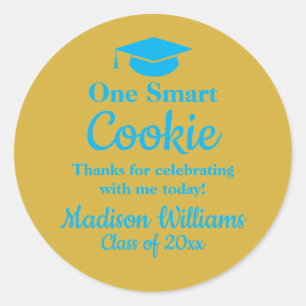 Graduation One Smart Cookie To go Grad Treat Favou Classic Round Sticker
