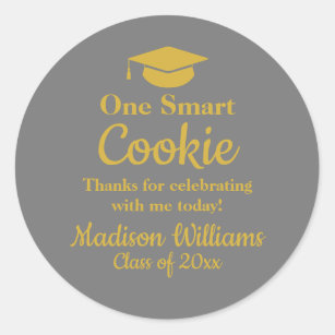 Graduation One Smart Cookie To go Grad Treat Favou Classic Round Sticker