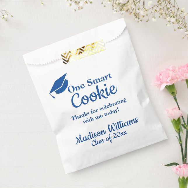 Graduation One Smart Cookie To go Treat Blue Grad Favour Bags (Sealed)