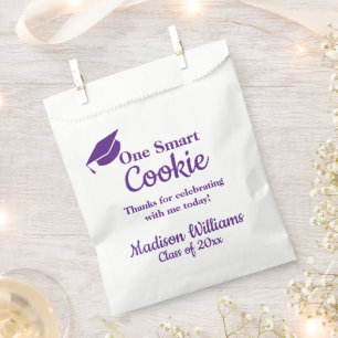 Graduation One Smart Cookie Treat Purple and White Favour Bags