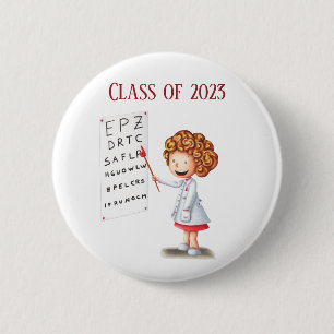 Graduation optometrist doctor illustrated button