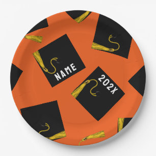 Graduation Orange Party Paper Plates